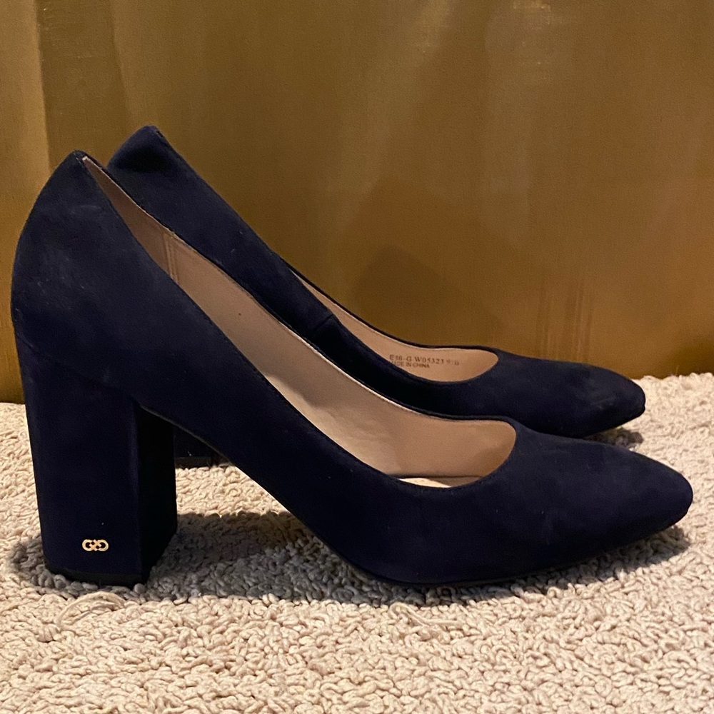Cole Haan leather beautiful blue chunky heel shoes size 9.5